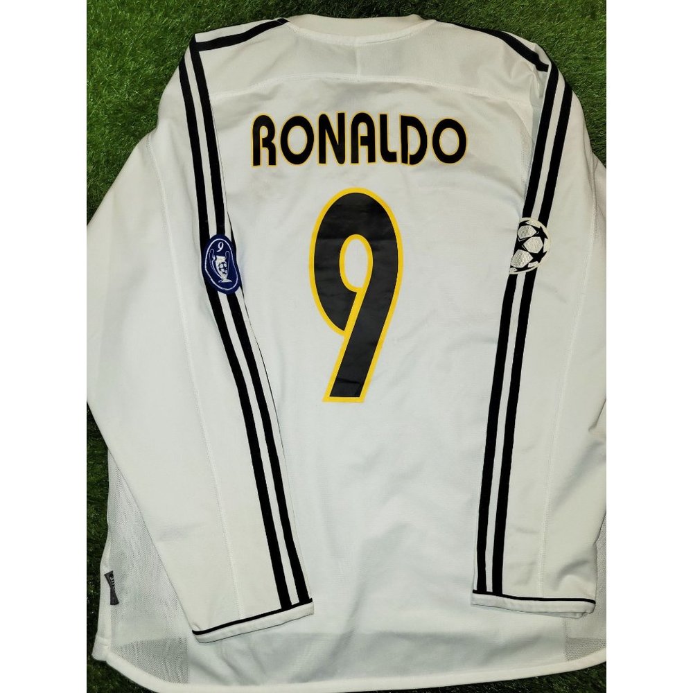 Ronaldo Real Madrid 2003 2004 UEFA Long Sleeve Soccer Jersey Shirt Camiseta L